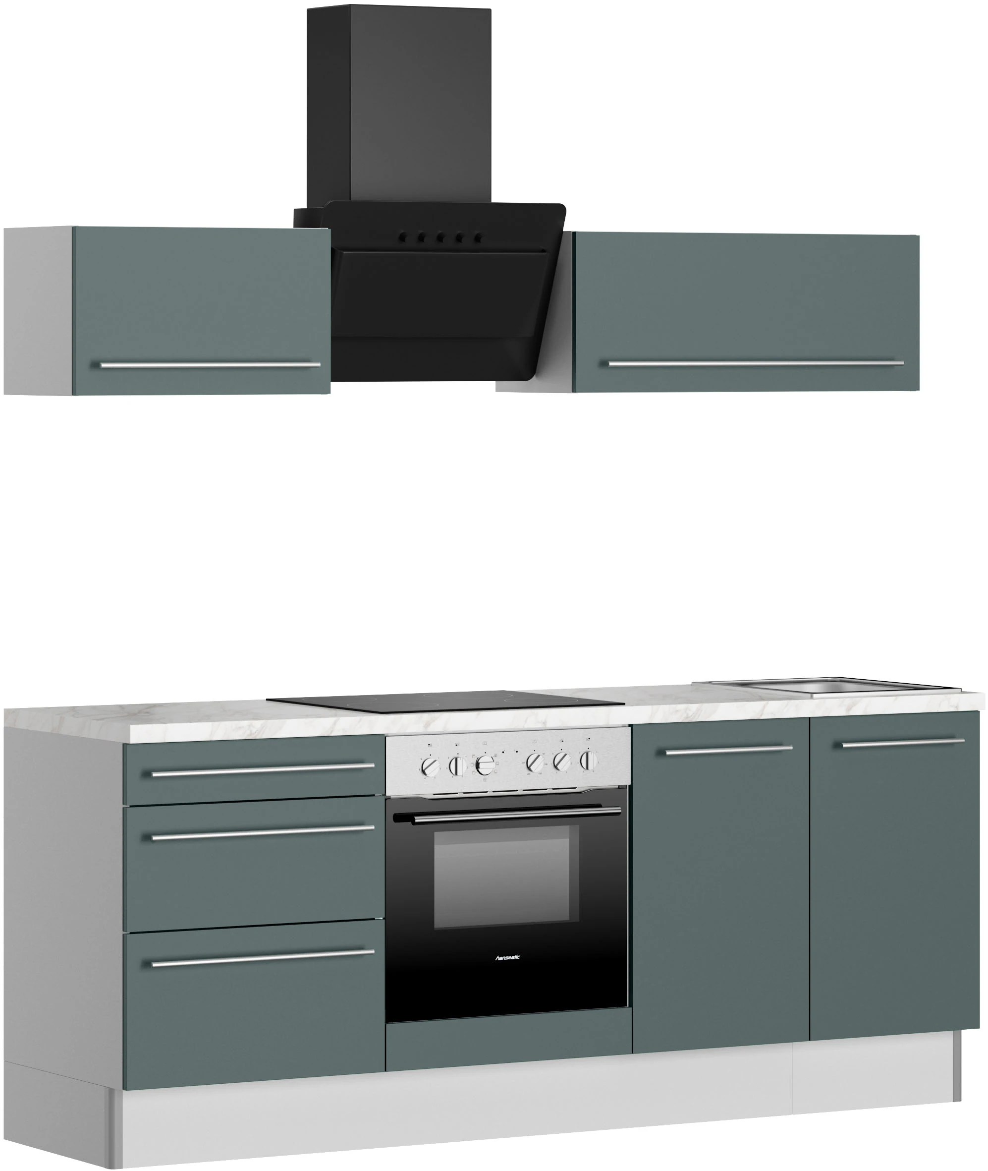 KOCHSTATION Küche "KS-Bern2", Breite 210 cm, wahlweise mit E-Geräten, mit K günstig online kaufen