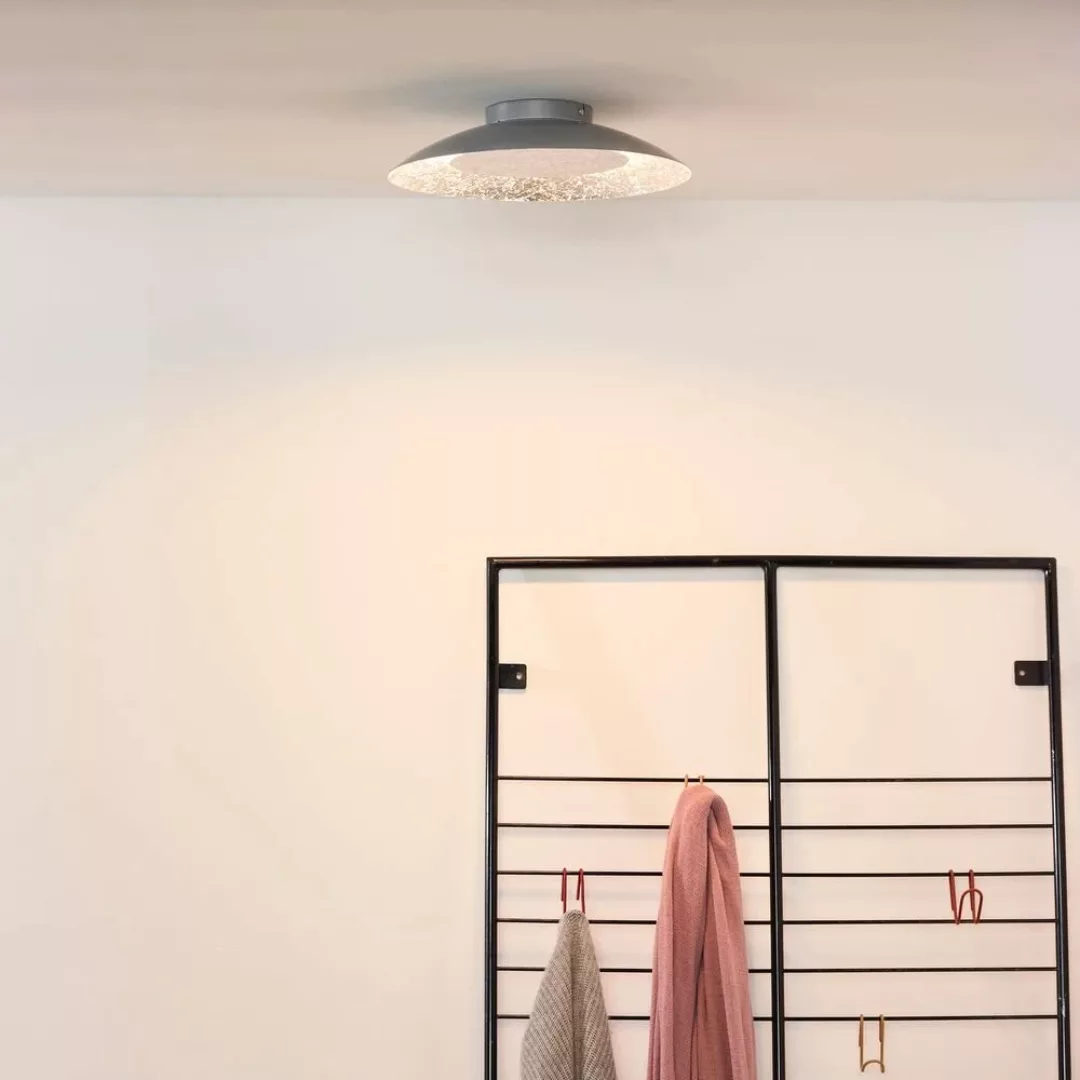 Runde Deckenleuchte Foskal in silber, inkl. LED, Ø 345 mm günstig online kaufen