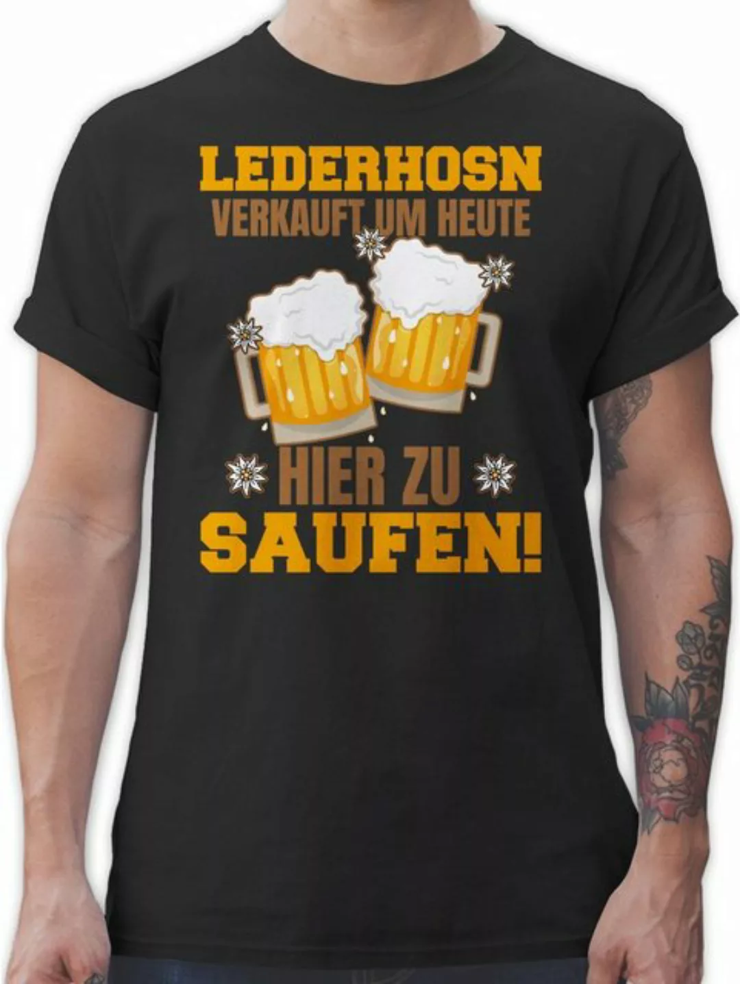 Shirtracer T-Shirt Lederhosn verkauft um heute hier zu saufen - Bierkrug Mo günstig online kaufen