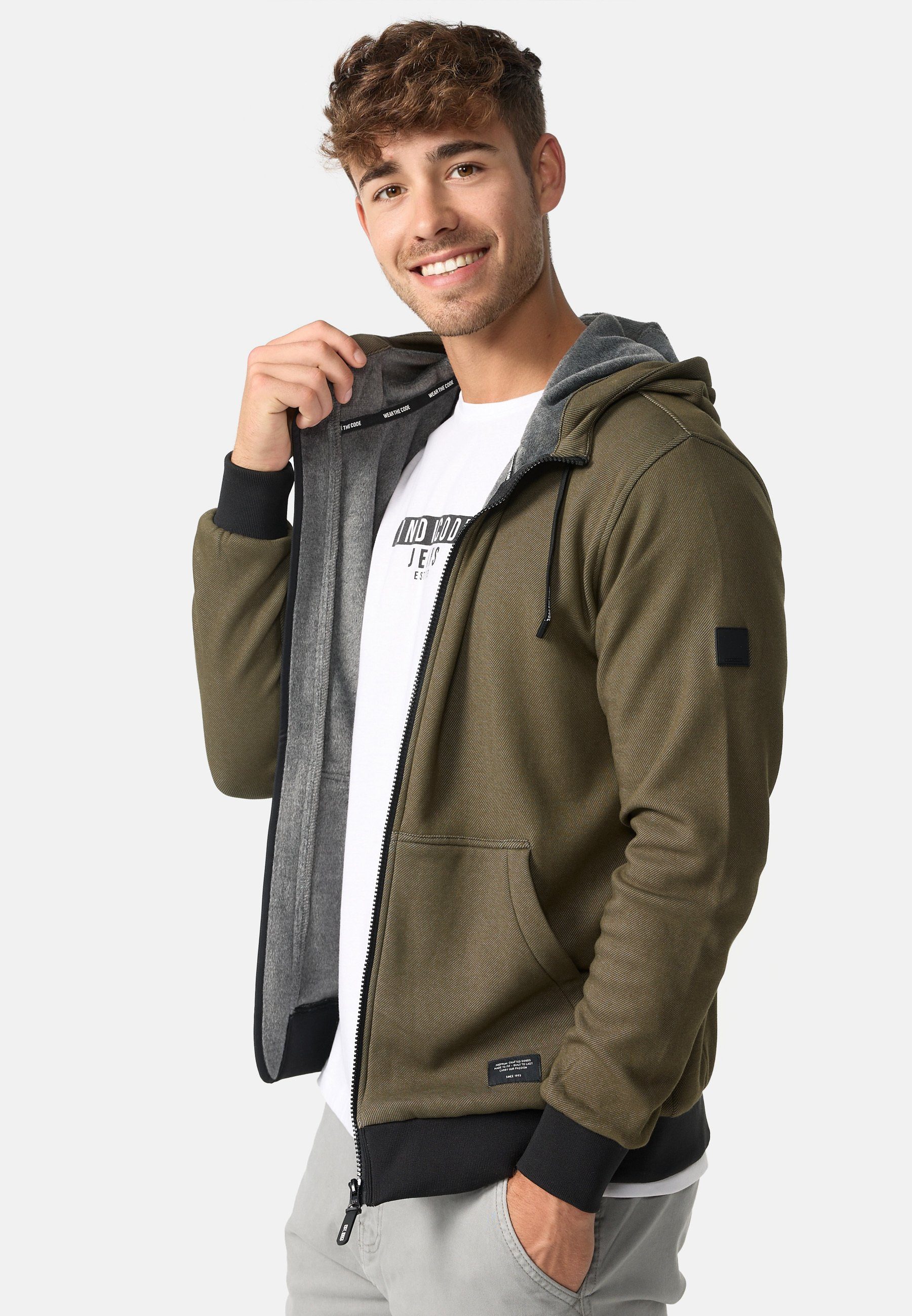 Indicode Sweatjacke INDuff mit gefütterter Kapuze günstig online kaufen