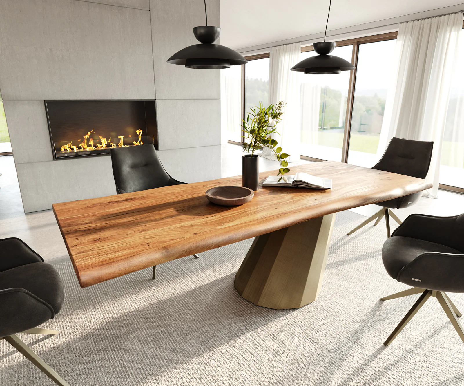 Esstisch Edge 240x100 Akazie Natur Parabel Metallic Gold Live-Edge günstig online kaufen