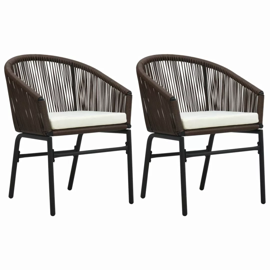 Gartenstühle 2 Stk. Braun Pvc Rattan günstig online kaufen