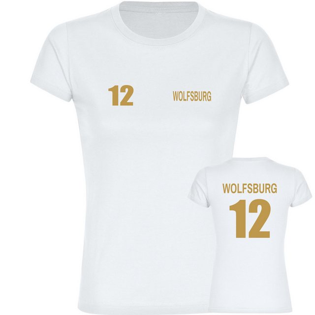 multifanshop T-Shirt Damen Wolfsburg - Trikot Nummer 12 gold - Frauen günstig online kaufen