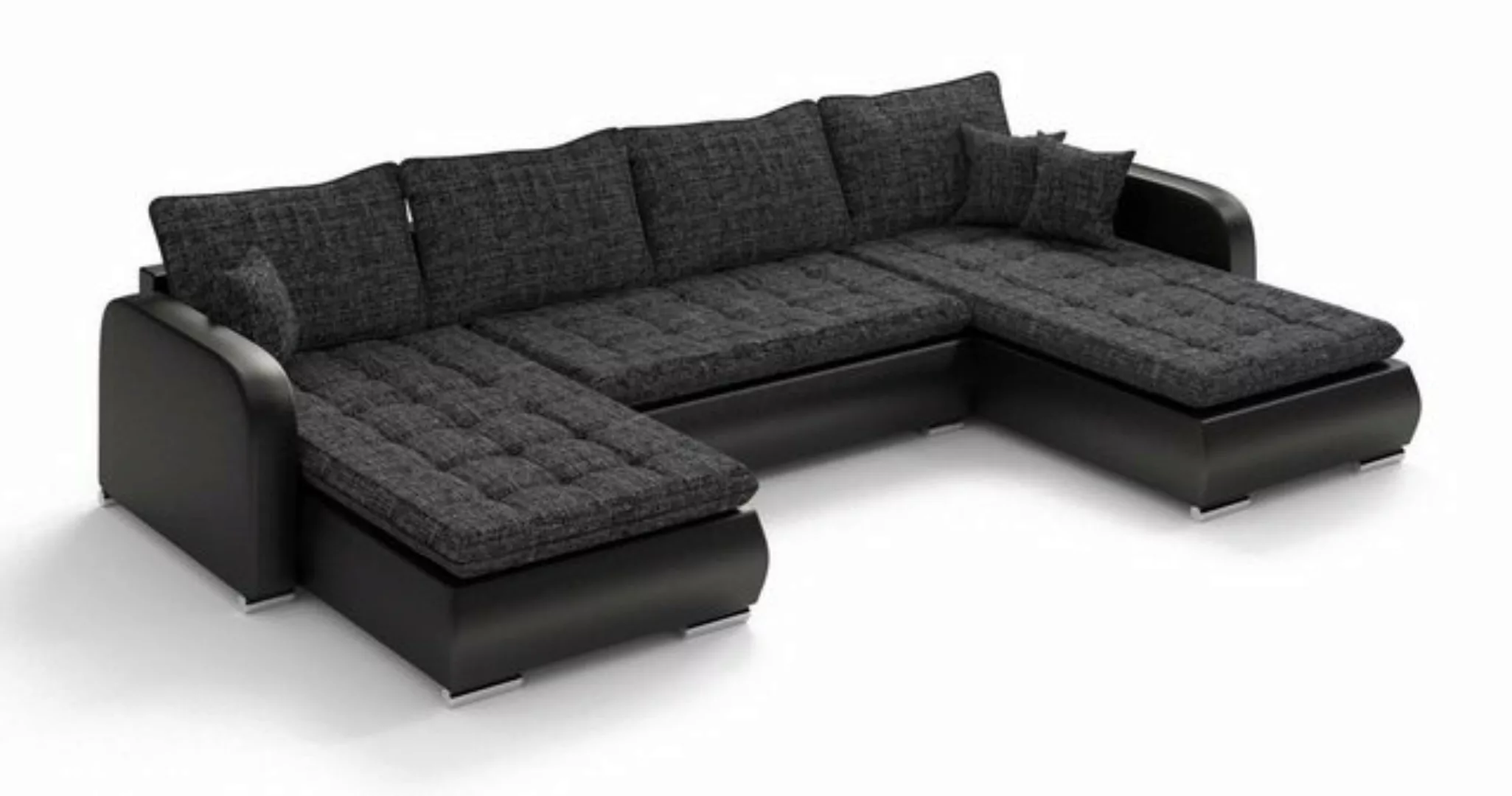 JVmoebel Sofa, Design Ecksofa U-form Bettfunktion Couch Leder Textil Sofa N günstig online kaufen