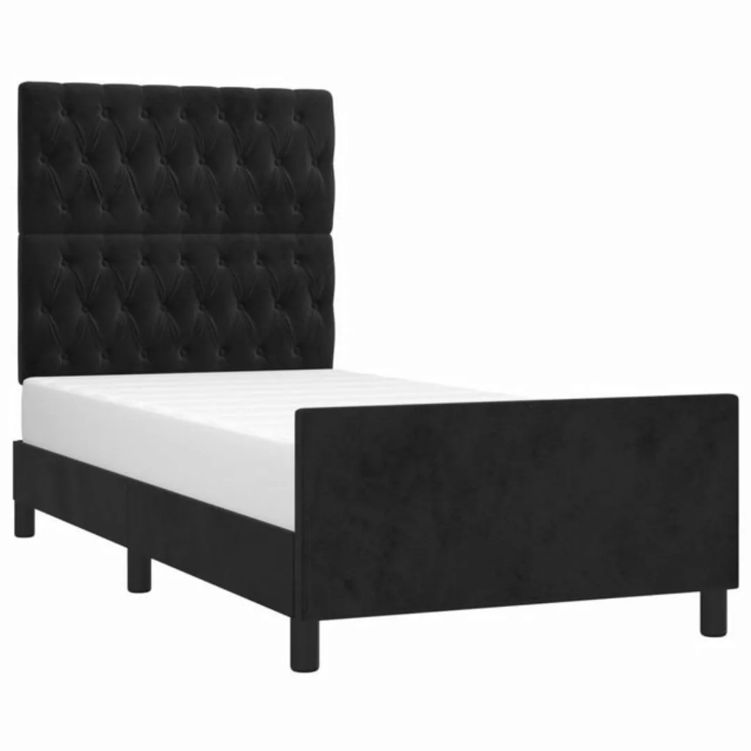 vidaXL Bett Bettgestell mit Kopfteil Schwarz 90x200 cm Samt günstig online kaufen