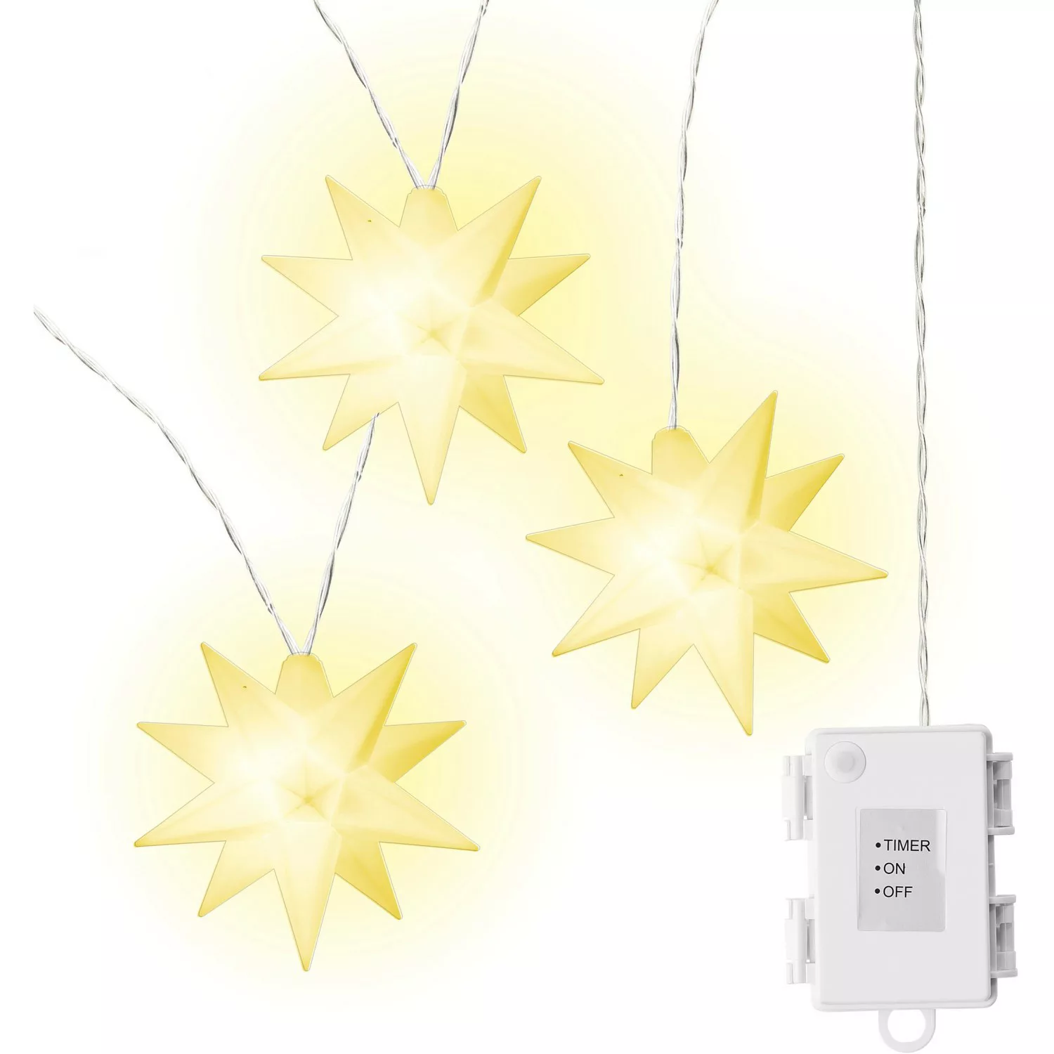 Amare LED-3er-Sternenlichterkette mit Timer Weiß Ø 15 cm günstig online kaufen