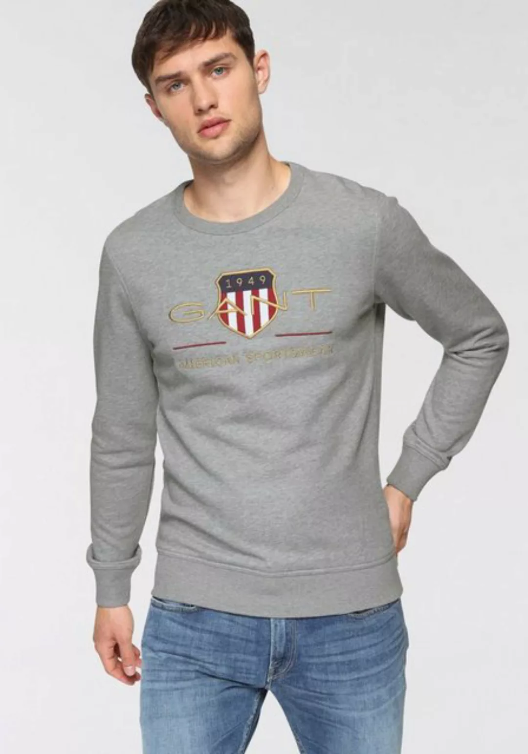 Gant Sweatshirt ARCHIVE SHIELD C-NECK mit geripptem Rundhalsausschnitt günstig online kaufen