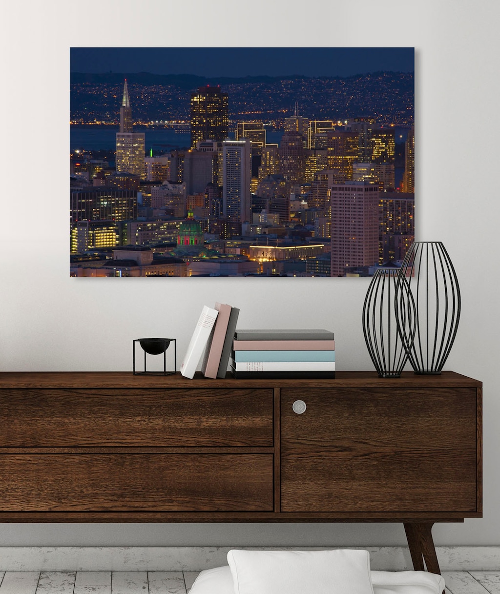 queence Acrylglasbild "Stadt", Skyline-Gebäude-Städte-Bäume, Fine Art-Print günstig online kaufen