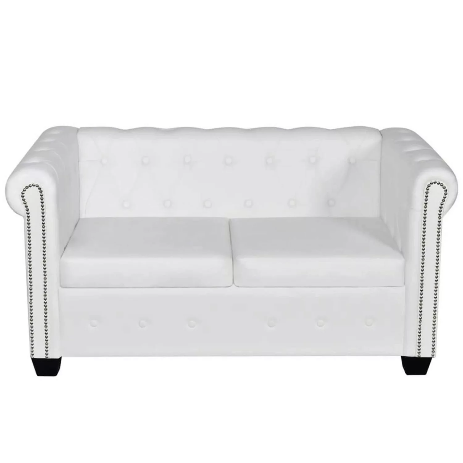 Chesterfield Sofa 2-sitzer Kunstleder Weiß günstig online kaufen