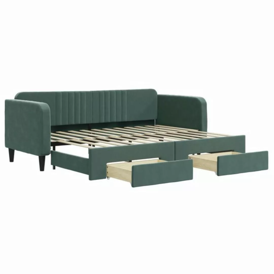 vidaXL Bett Tagesbett Ausziehbar mit Schubladen Dunkelgrün 80x200 cm Samt günstig online kaufen