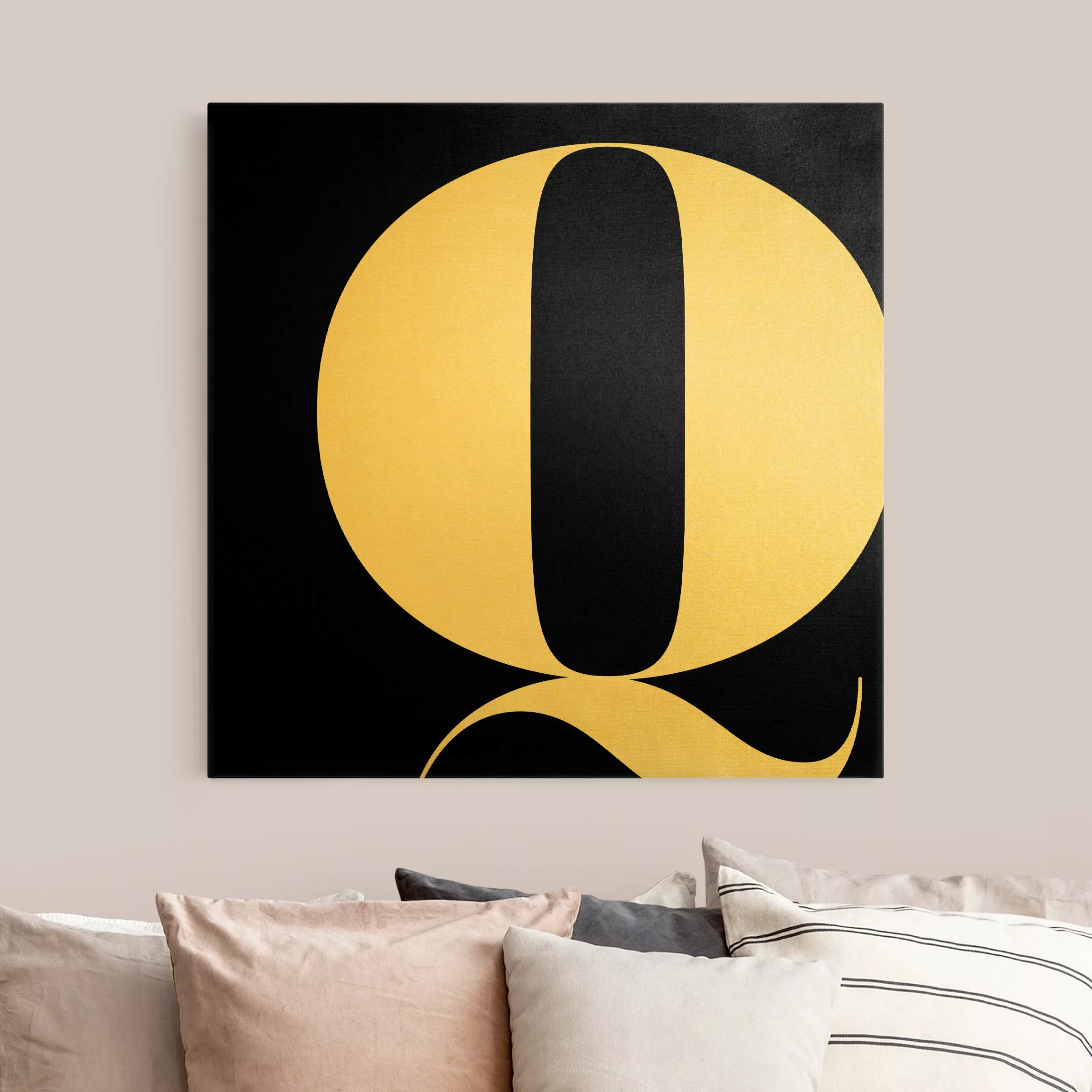 Leinwandbild Gold Antiqua Letter Q Schwarz günstig online kaufen