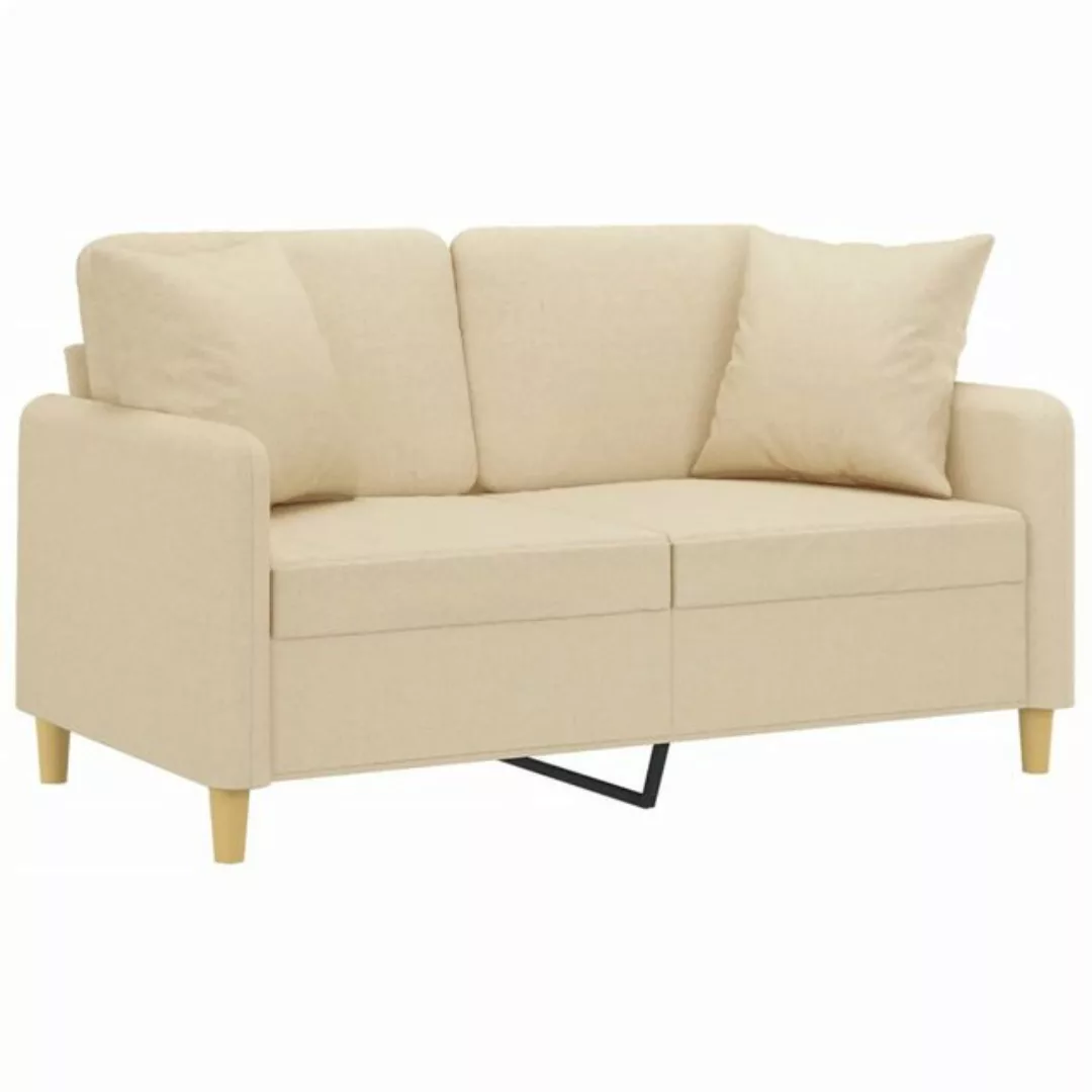 vidaXL Sofa, 2-Sitzer-Sofa mit Zierkissen Creme 120 cm Stoff günstig online kaufen