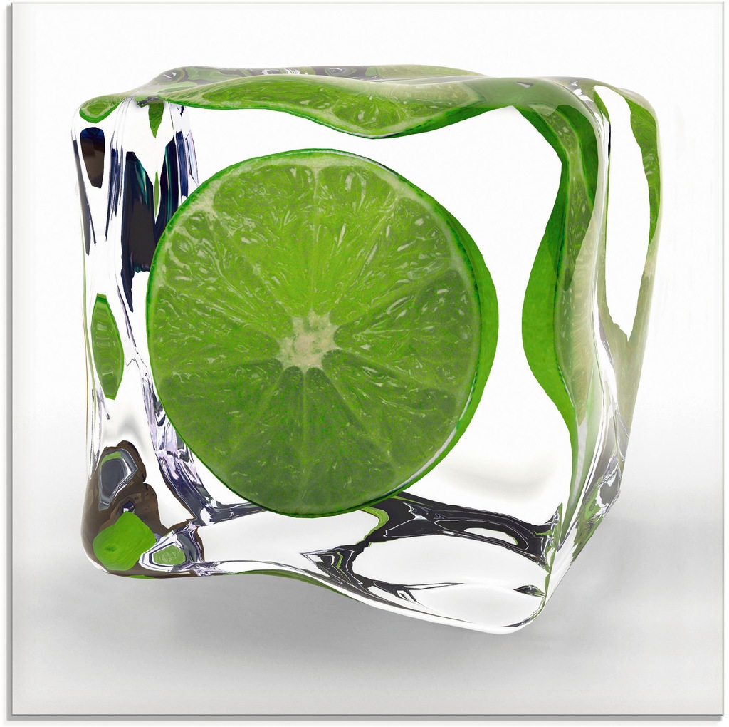 Artland Glasbild "Limette im Eiswürfel", Lebensmittel, (1 St.), in verschie günstig online kaufen