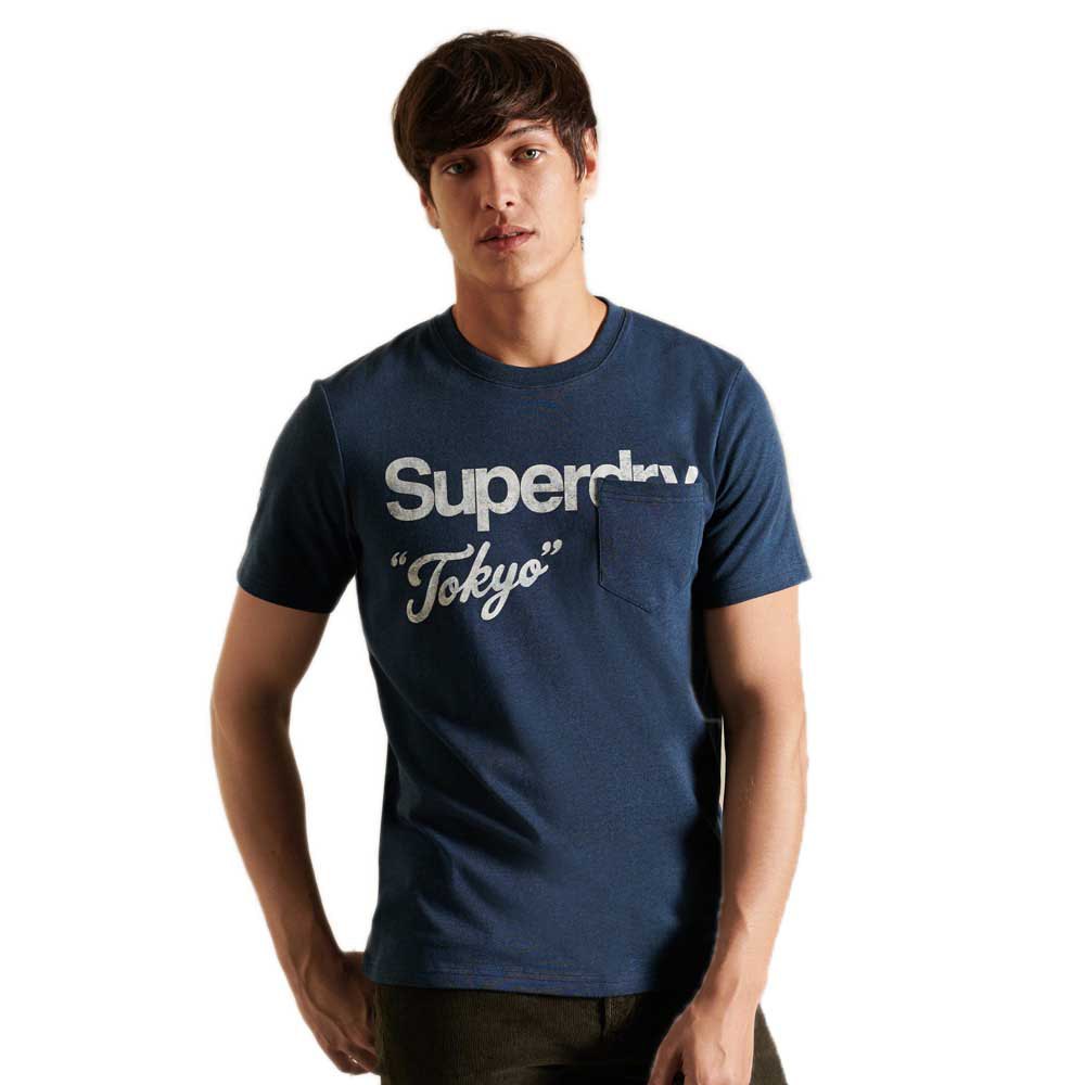 Superdry Core Logo Ac Pocket Kurzärmeliges T-shirt S Navy Marl günstig online kaufen