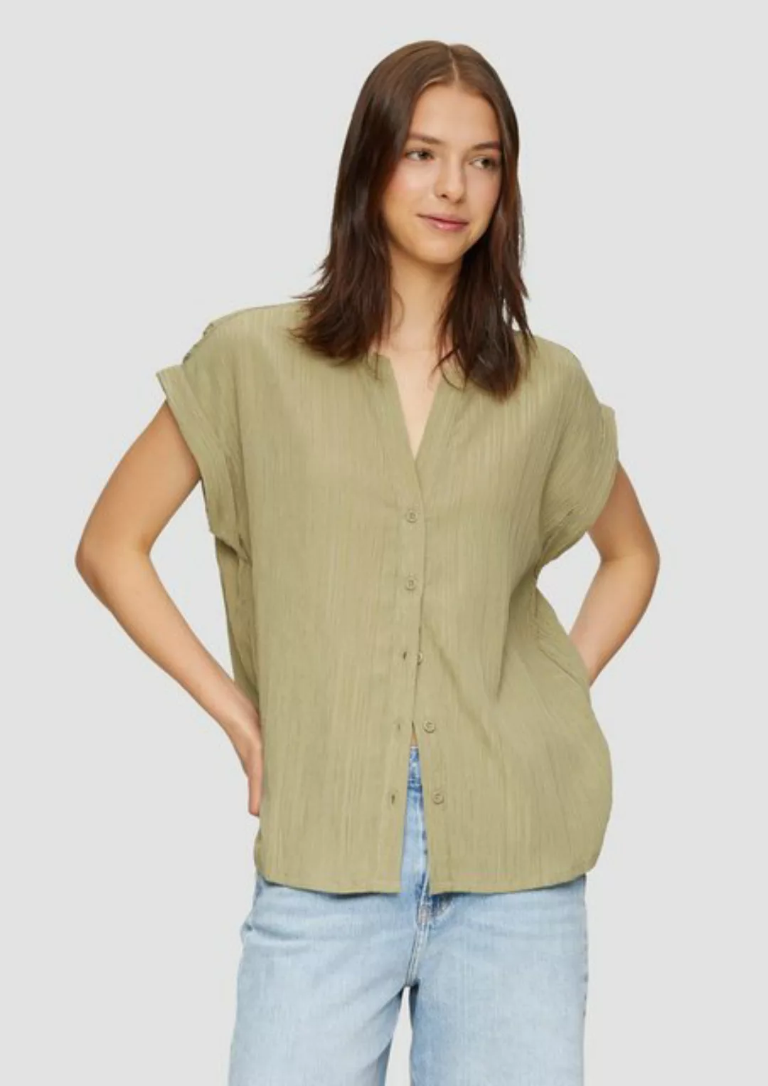 QS Kurzarmbluse Oversize-Bluse mit Strukturmuster günstig online kaufen
