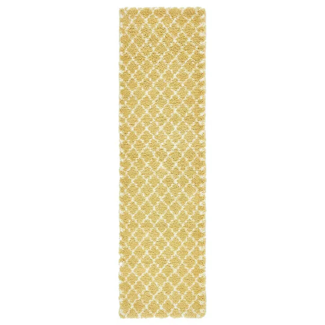Muster Shaggy Teppich in Gelb Cremefarben günstig online kaufen