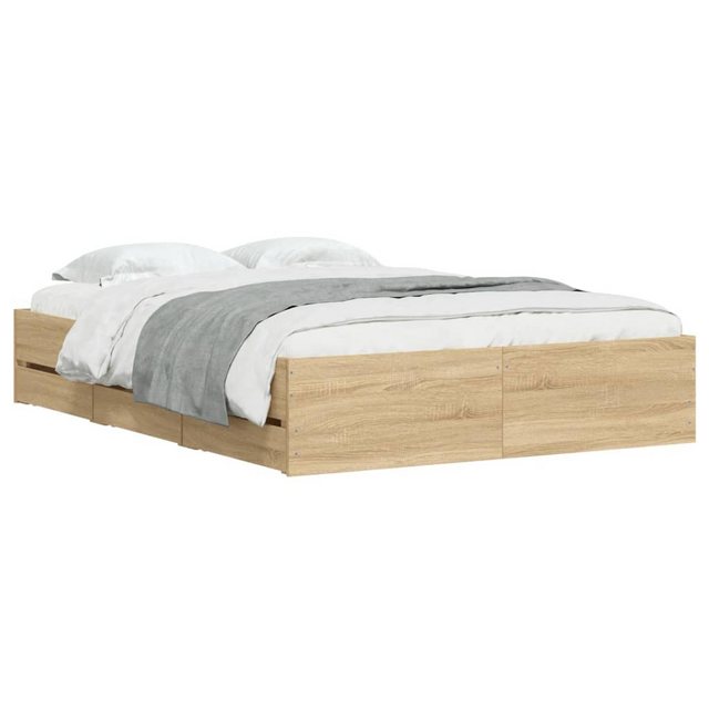 furnicato Bettgestell mit Schubladen Sonoma-Eiche 135x190cm Holzwerkstoff ( günstig online kaufen