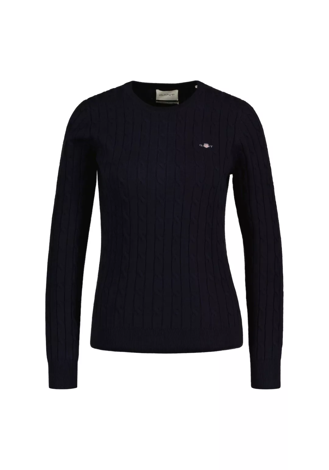 Gant Strickpullover STRETCH COTTON CABLE C-NECK mit Logostickerei auf der B günstig online kaufen