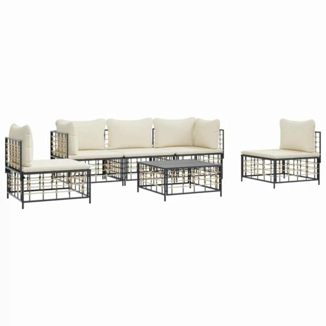 Vidaxl 6-tlg. Garten-lounge-set Mit Kissen Anthrazit Poly Rattan günstig online kaufen