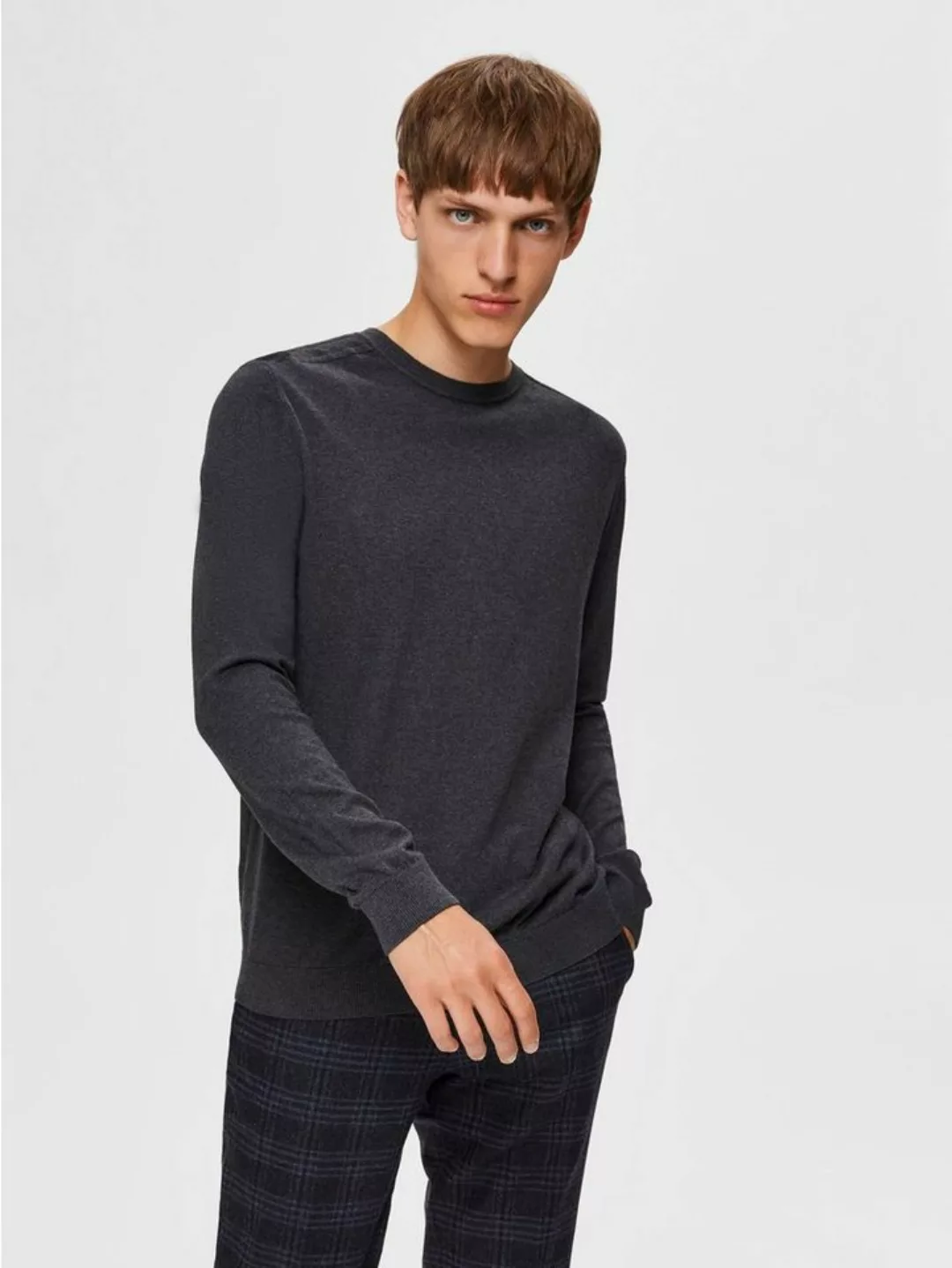 SELECTED HOMME Strickpullover Einfarbiger Pullover Basic Rundhals Long Slee günstig online kaufen