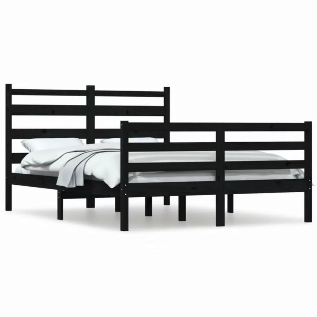 vidaXL Bettgestell Massivholzbett Kiefer 160x200 cm Schwarz Bett Bettgestel günstig online kaufen
