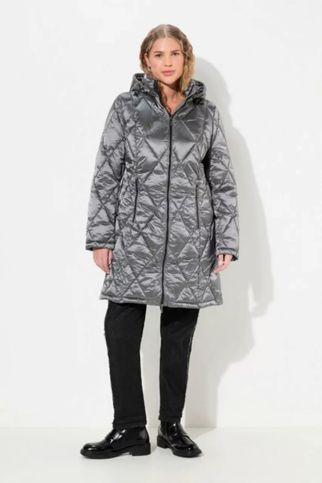 Ulla Popken Funktionsjacke HYPRAR Steppjacke Kapuze 2-Wege-Zipper Zipptasch günstig online kaufen