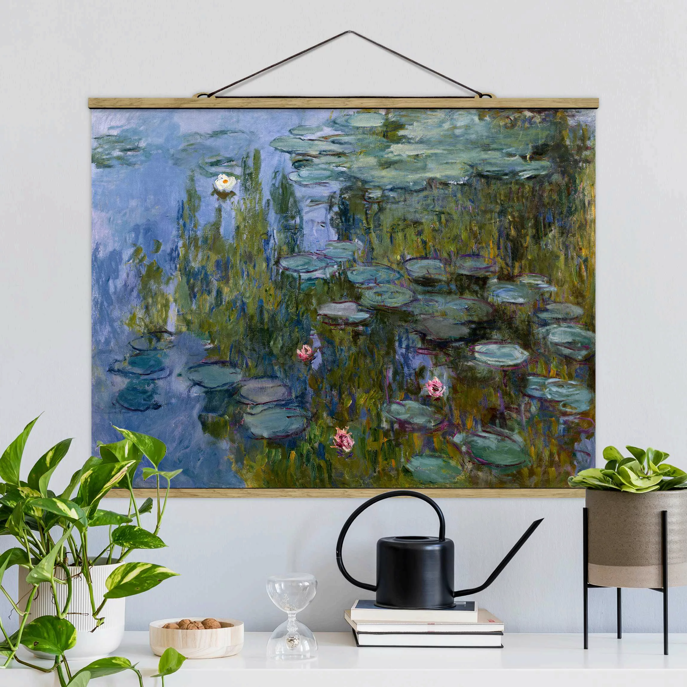 Stoffbild Kunstdruck mit Posterleisten - Querformat Claude Monet - Seerosen günstig online kaufen