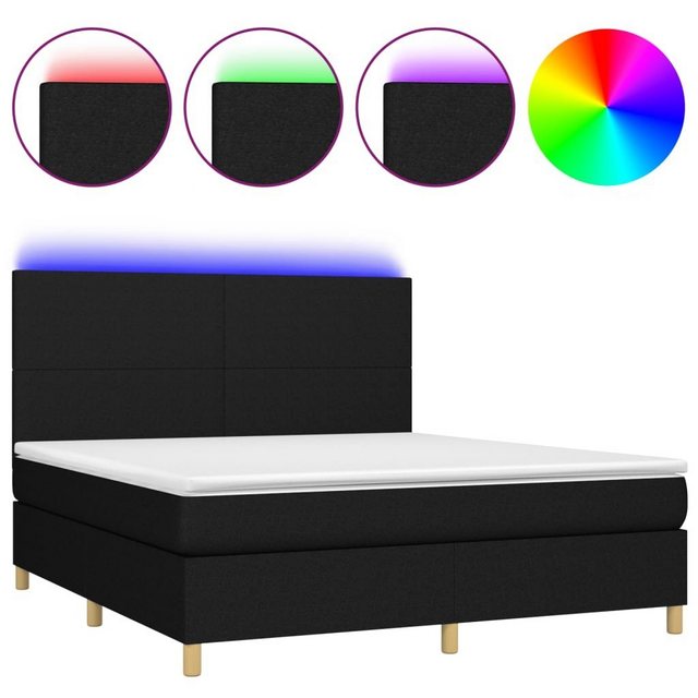 vidaXL Bettgestell Boxspringbett mit Matratze LED Schwarz 160x200 cm Stoff günstig online kaufen