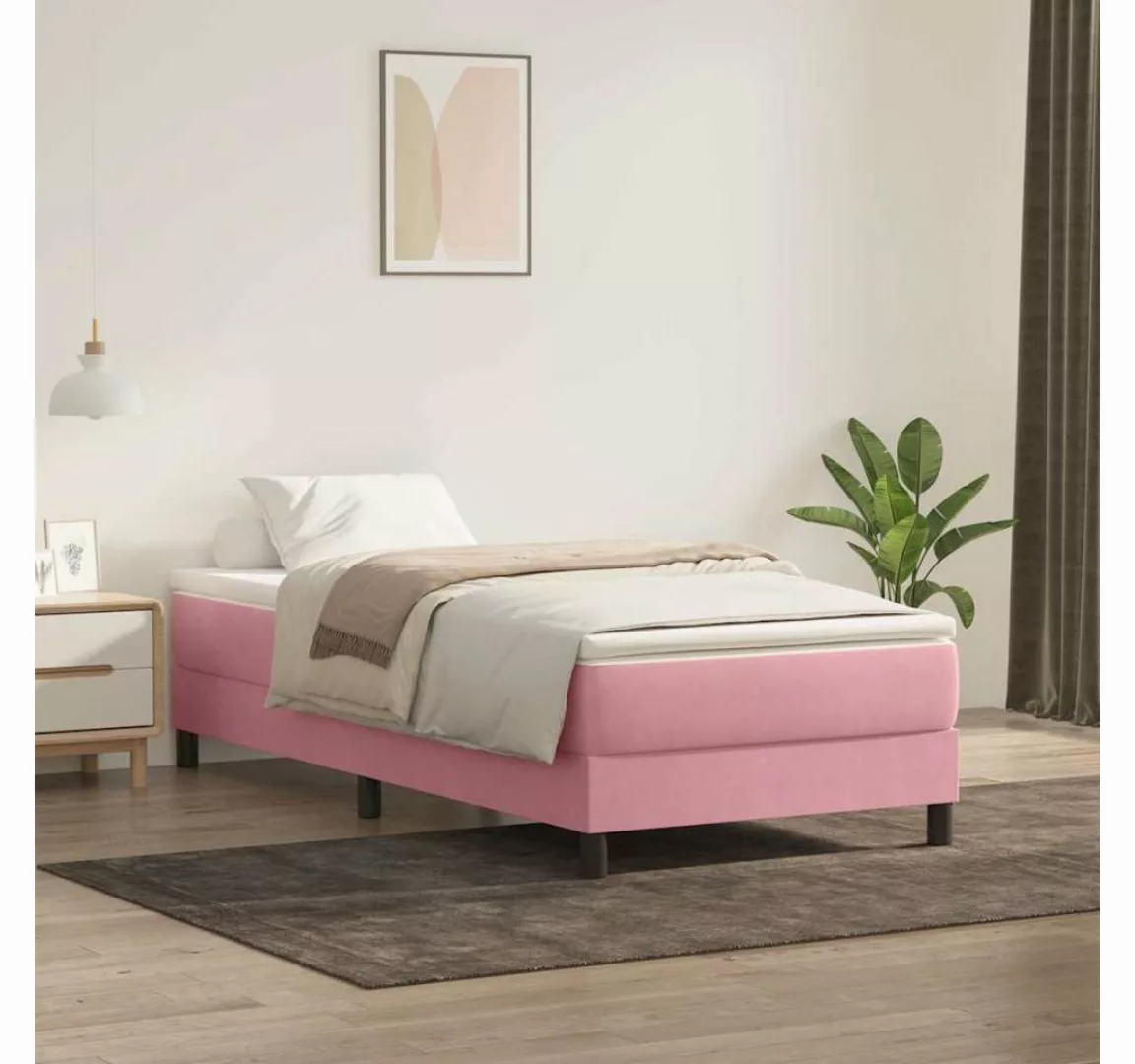 vidaXL Boxspringbett, Boxspringbett ohne Matratze Rosa 100x220 cm Samt günstig online kaufen