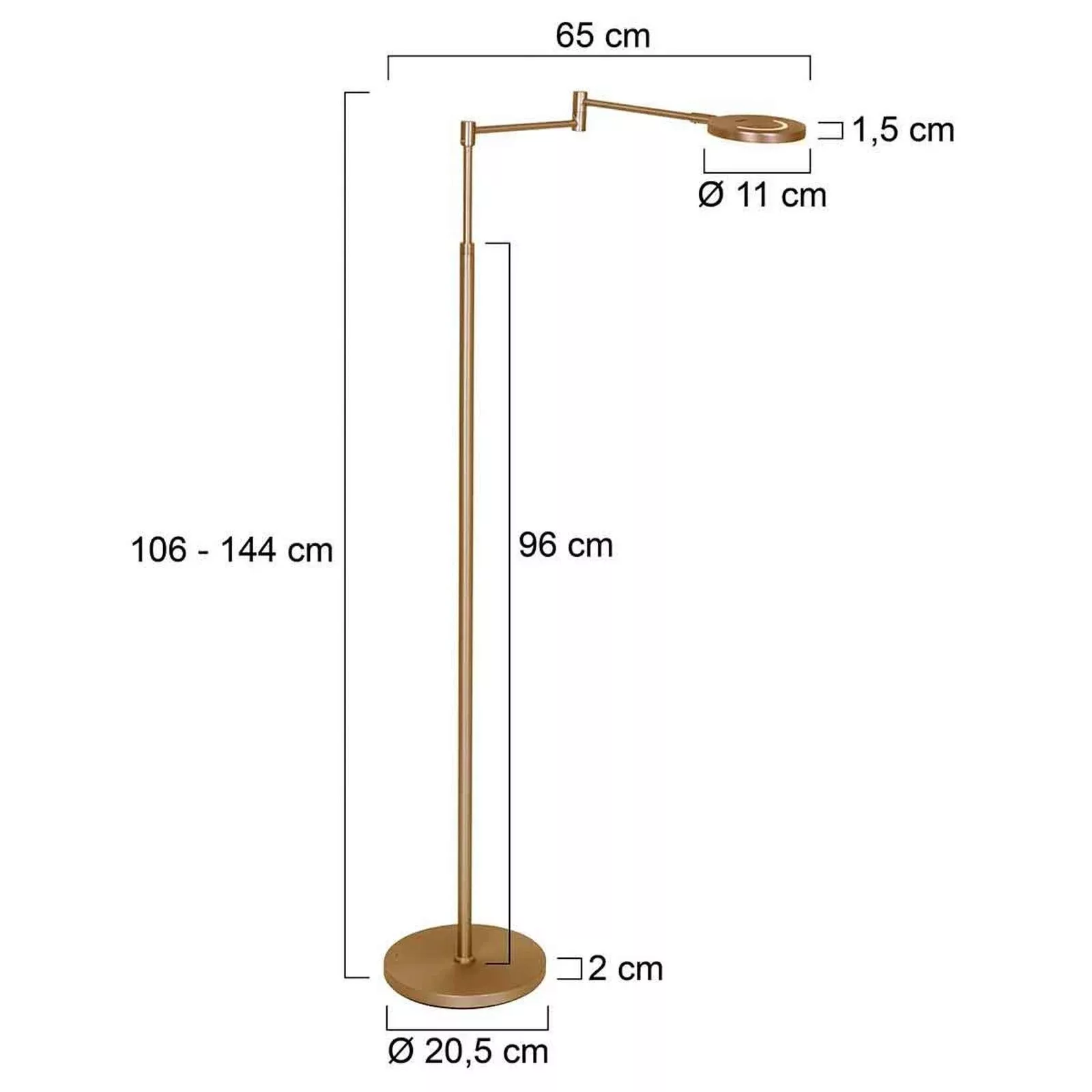 LED-Akku-Stehleuchte Soleil bronze gebürstet, Metall, Dimmer günstig online kaufen