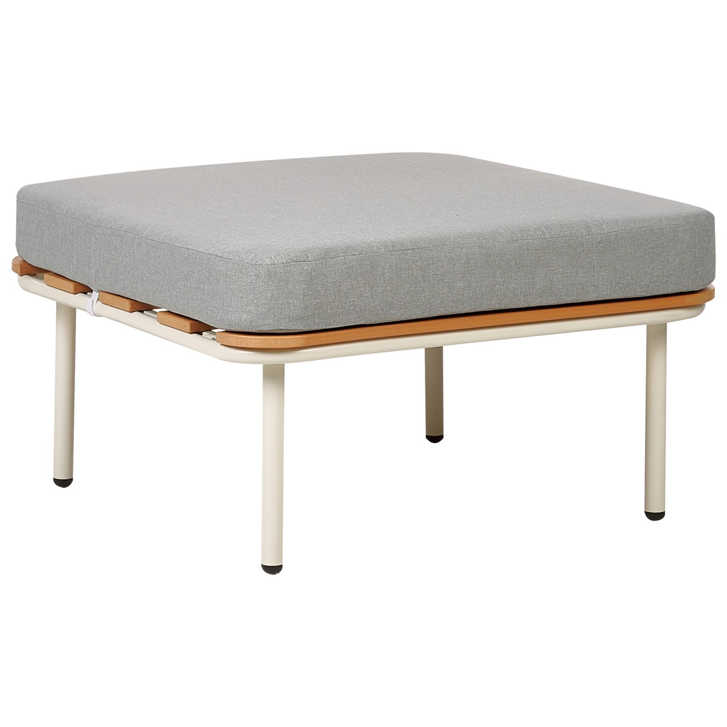 Beliani Fußhocker Grau Weiss Heller Holzfarbton 74x74x43 günstig online kaufen