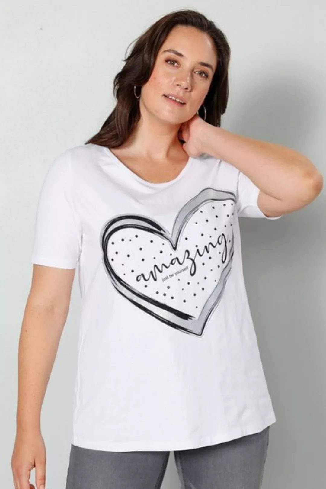 MIAMODA Rundhalsshirt T-Shirt XL-Herz Halbarm günstig online kaufen