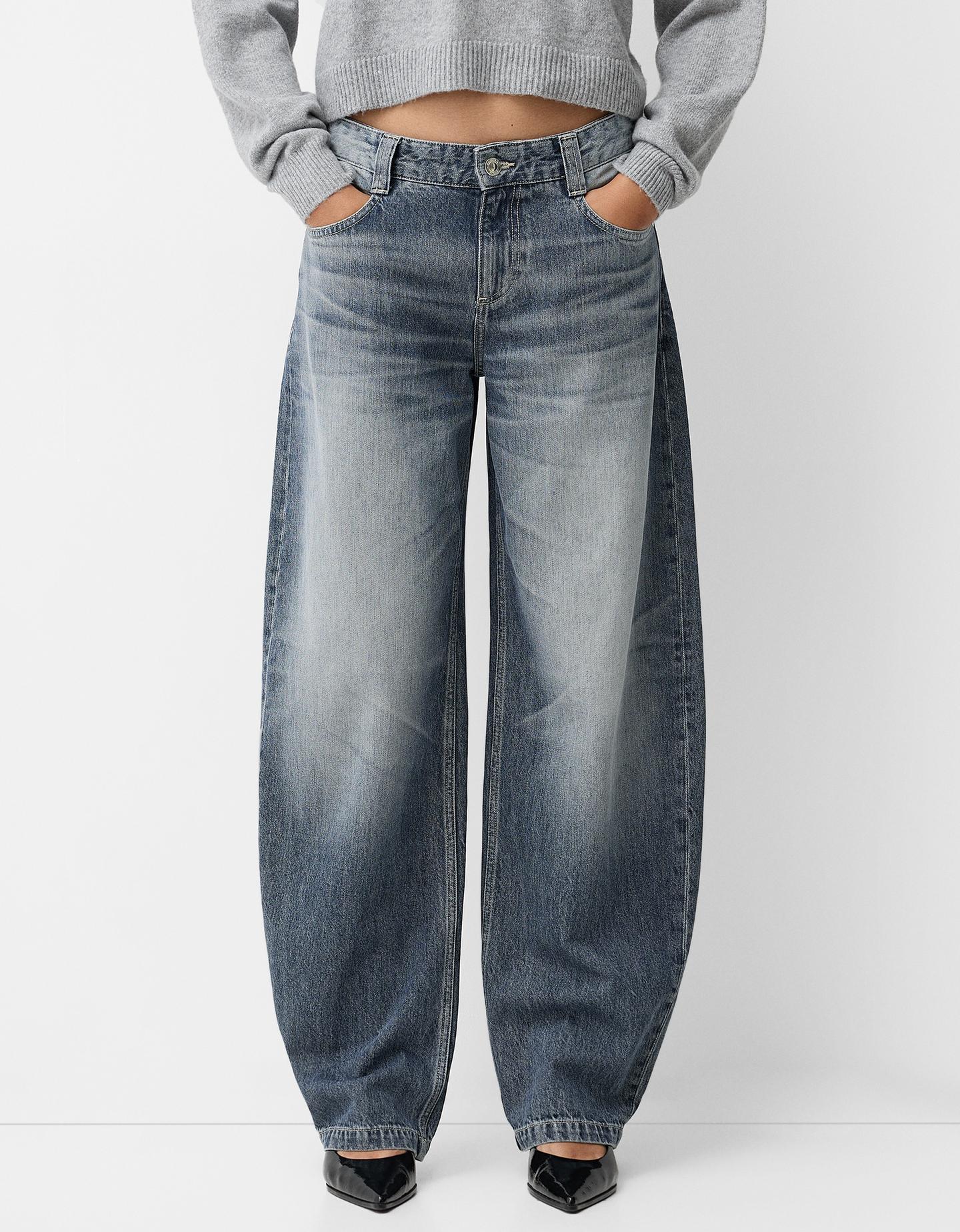 Bershka Baggy-Jeans Mit Stehkragen Damen 44 Blau günstig online kaufen