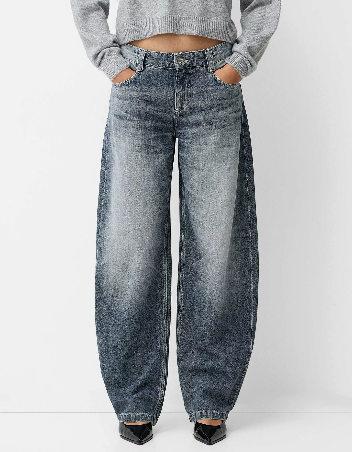 Bershka Baggy-Jeans Mit Stehkragen Damen 10-12 Blau günstig online kaufen