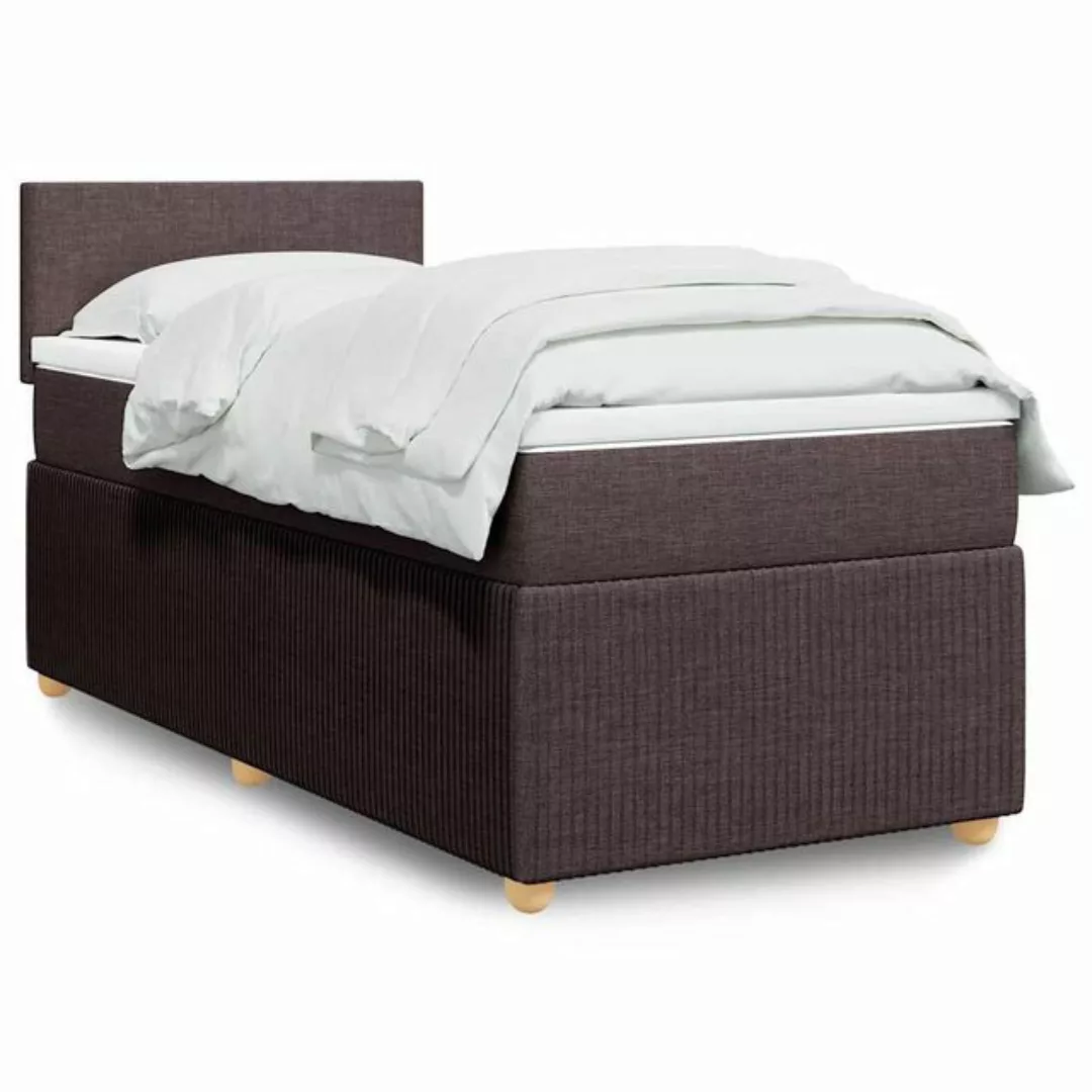 vidaXL Boxspringbett, Boxspringbett mit Matratze Dunkelbraun 90x200 cm Stof günstig online kaufen