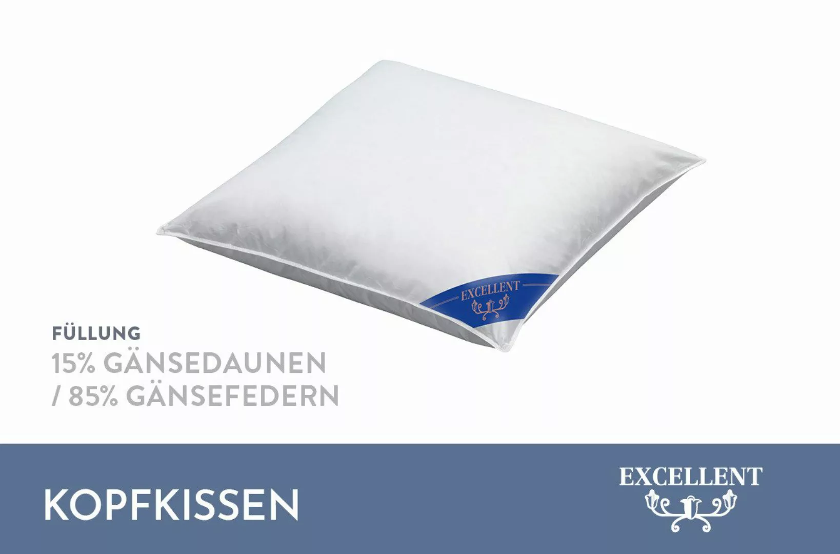 Excellent Federkissen »Davos«, Füllung: 85% Gänsefedern, 15% Gänsedaunen, ( günstig online kaufen