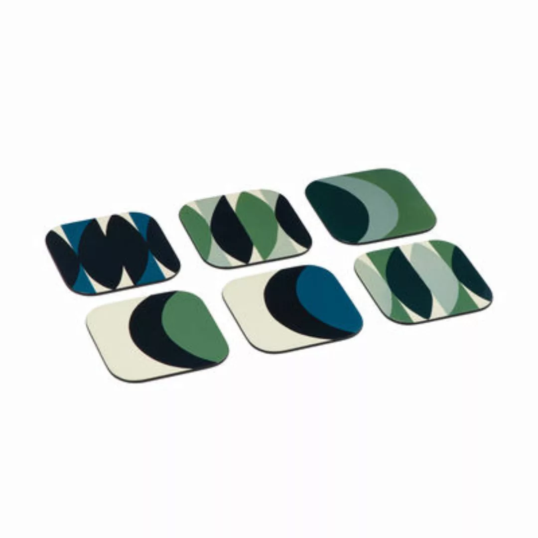 Glasuntersetzer Tchin holz blau grün / 6er Set - Holz lackiert - Maison Sar günstig online kaufen