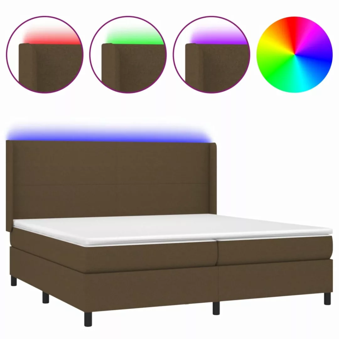 Vidaxl Boxspringbett Mit Matratze & Led Dunkelbraun 200x200 Cm Stoff günstig online kaufen