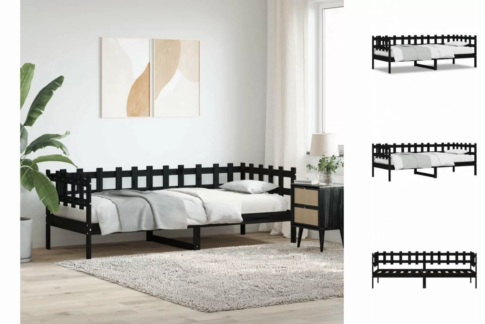 vidaXL Gästebett Gästebett Tagesbett Schwarz 90x190 cm Massivholz Kiefer Be günstig online kaufen