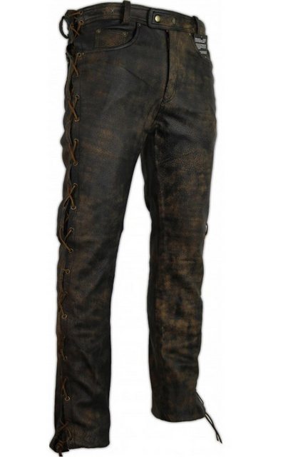 MDM Lederhose Vintage Herren Lederhose seitlich geschnürt im Used Look günstig online kaufen