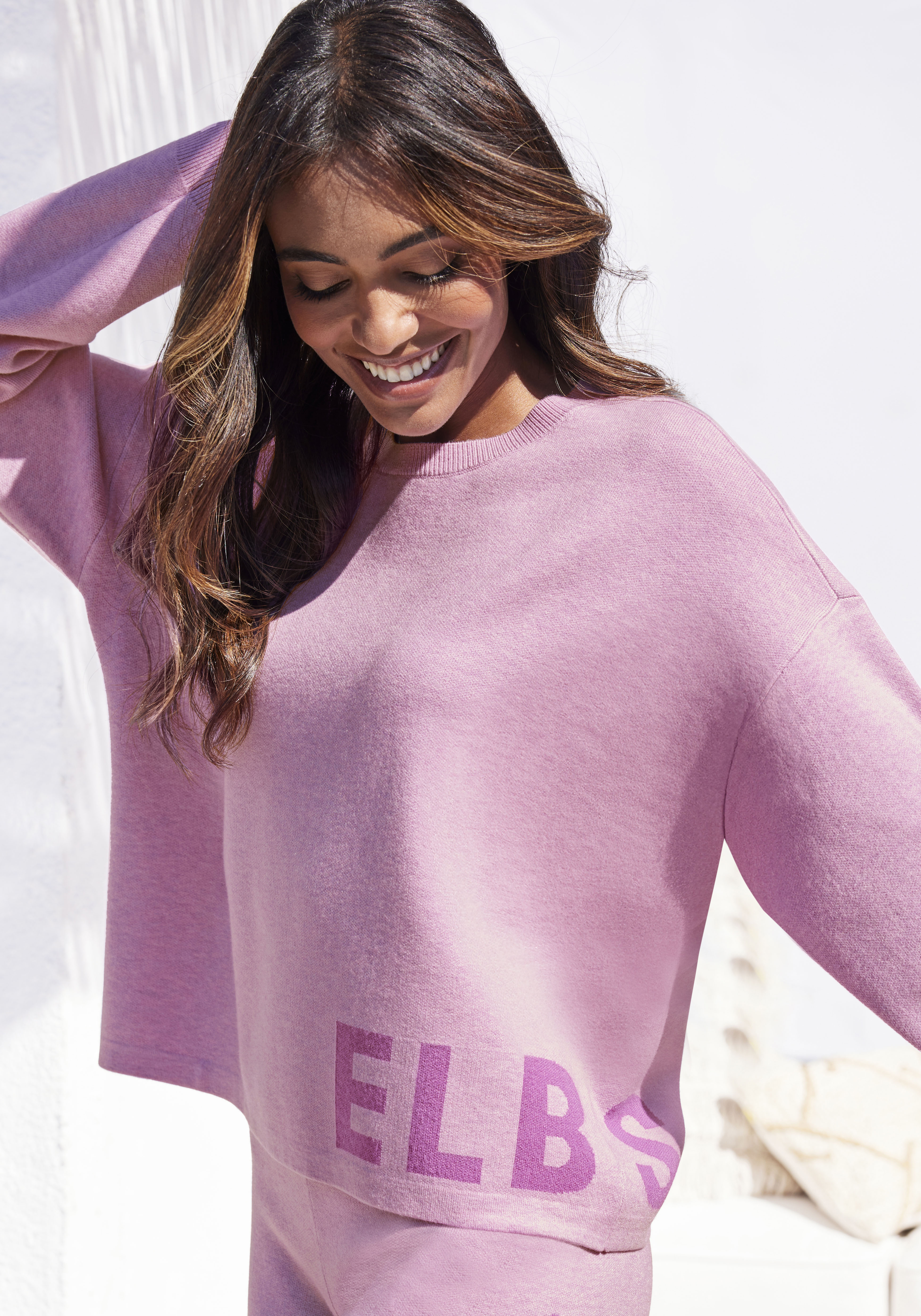 Elbsand Strickpullover -Loungesweatshirt mit eingestricktem Logo günstig online kaufen