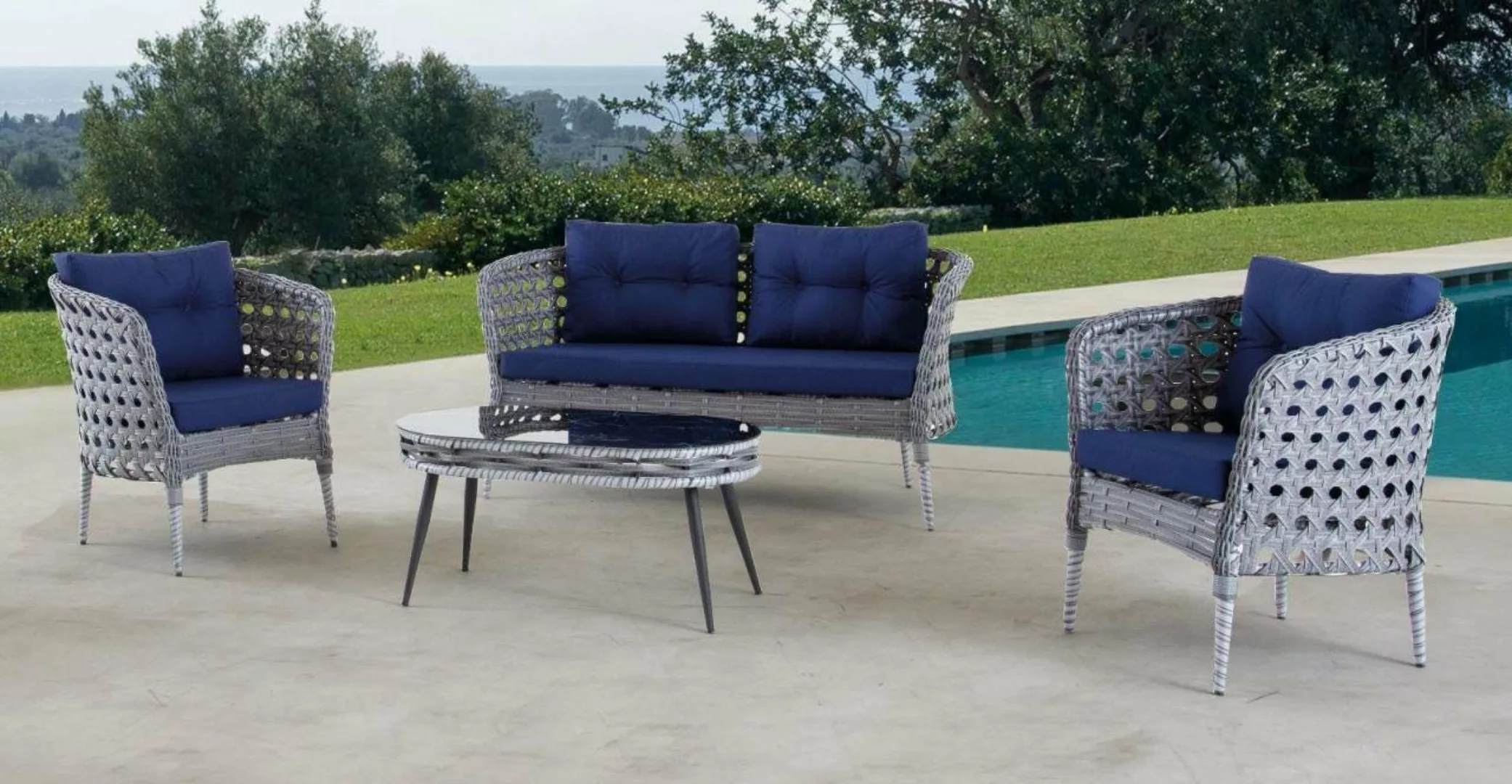 JVmoebel Sofa Garten Möbel Sitzmöbel Sofagarnitur Terrasse Tisch Sofa Couch günstig online kaufen
