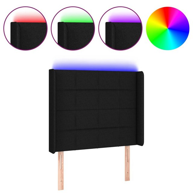 vidaXL Bett, LED Kopfteil Schwarz 93x16x118/128 cm Stoff günstig online kaufen