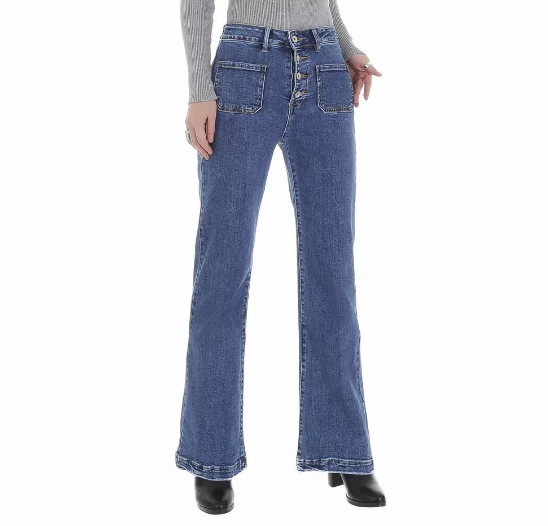 Ital-Design Bootcut-Jeans Damen Freizeit Used-Look Stretch Bootcut Jeans in günstig online kaufen