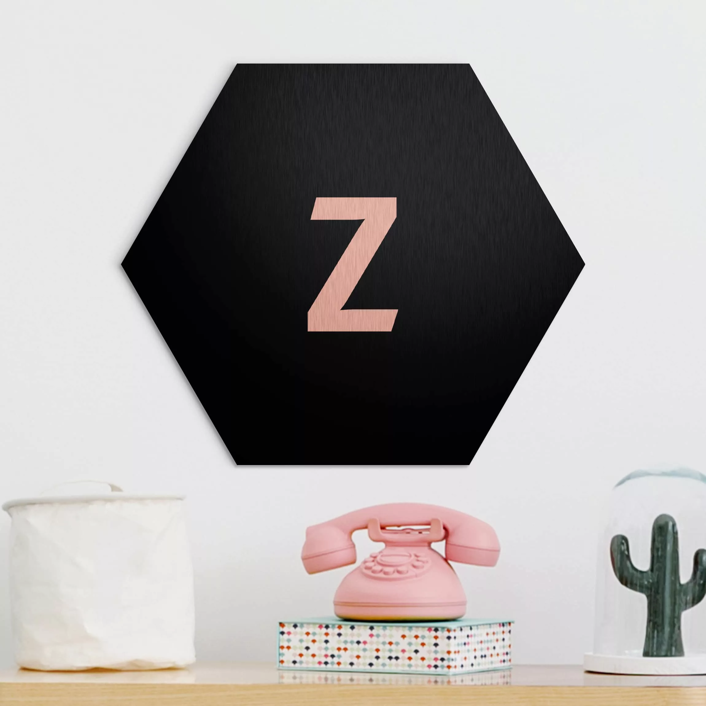 Hexagon-Alu-Dibond Bild Buchstaben Buchstabe Schwarz Z günstig online kaufen
