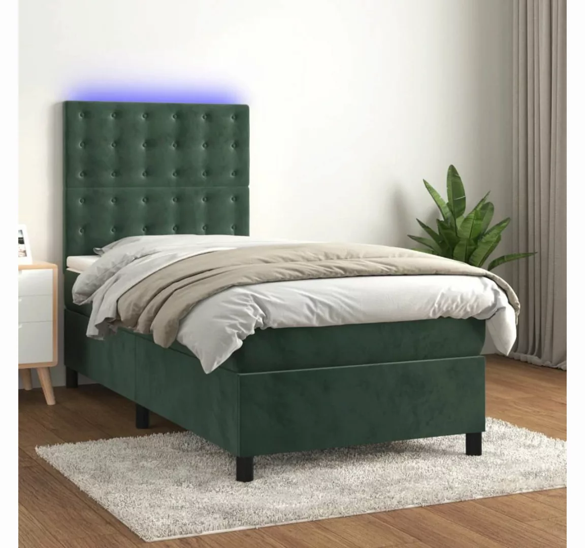 vidaXL Boxspringbett Boxspringbett mit Matratze & LED Samt (100 x 200 cm, G günstig online kaufen