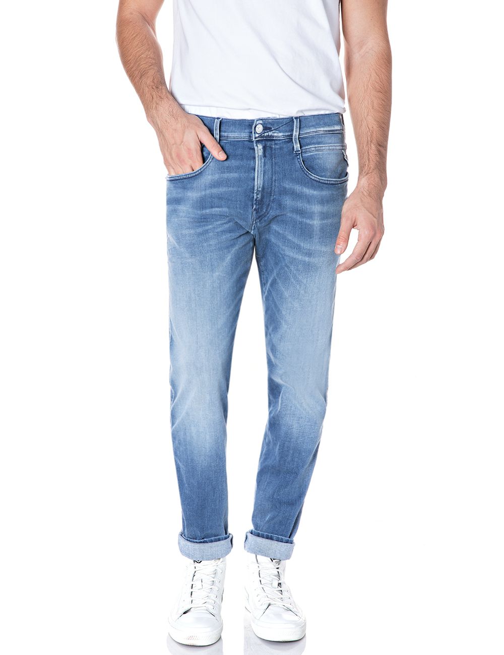 Replay Herren Jeans Anbass - Slim Fit - Blau - Light Blue Hyperflex Denim günstig online kaufen