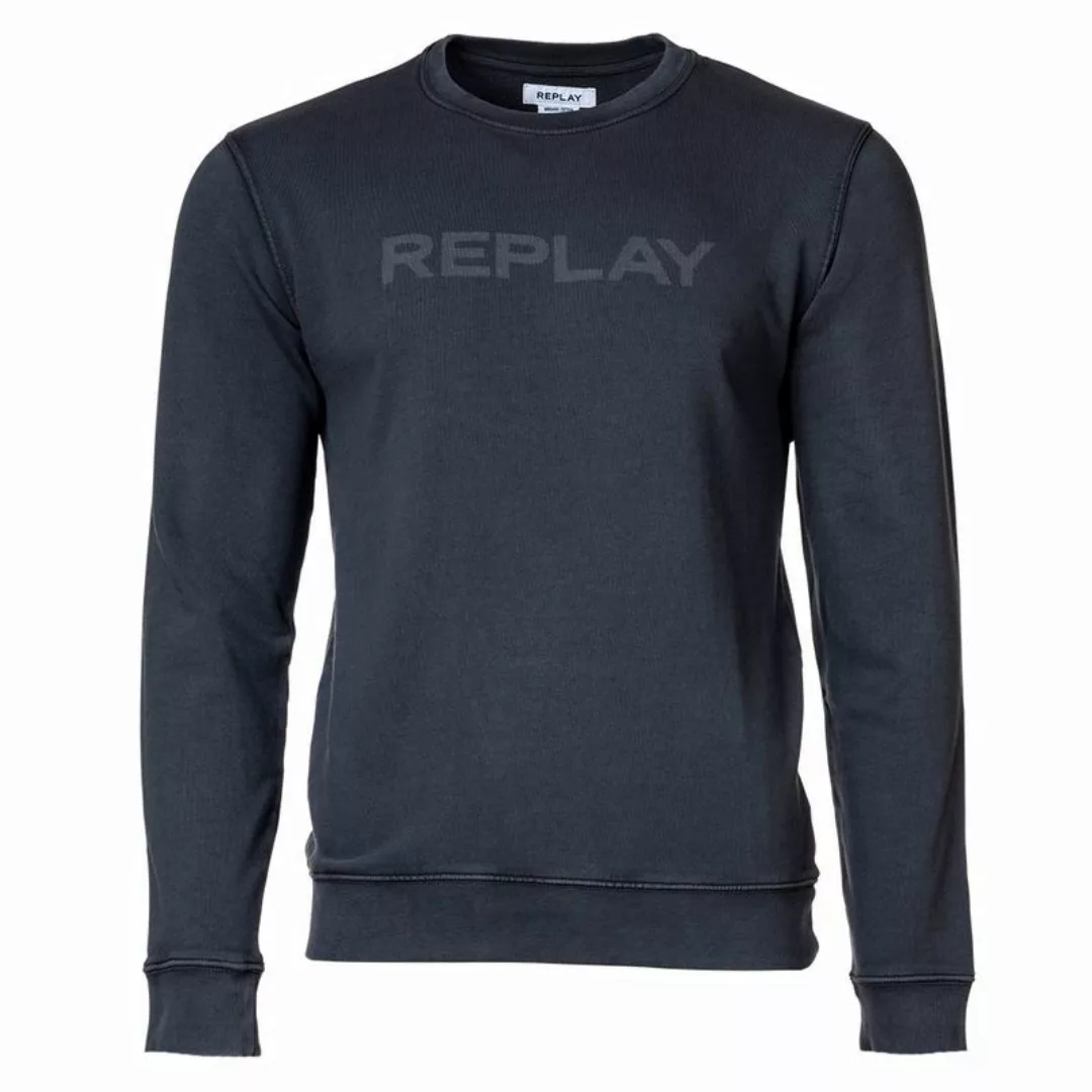 REPLAY Herren Sweatshirt - Sweater, Rundhals, Organic Cotton, Logo Grau XL günstig online kaufen