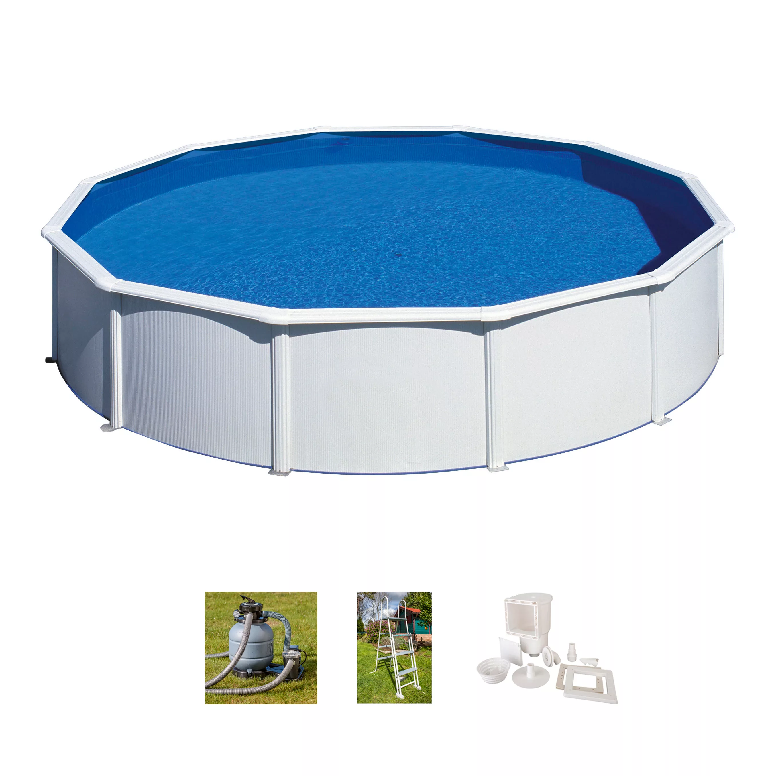 Gre Stahlwand-Pool Fidji Ø 550 cm x 120 cm Rund Weiß günstig online kaufen