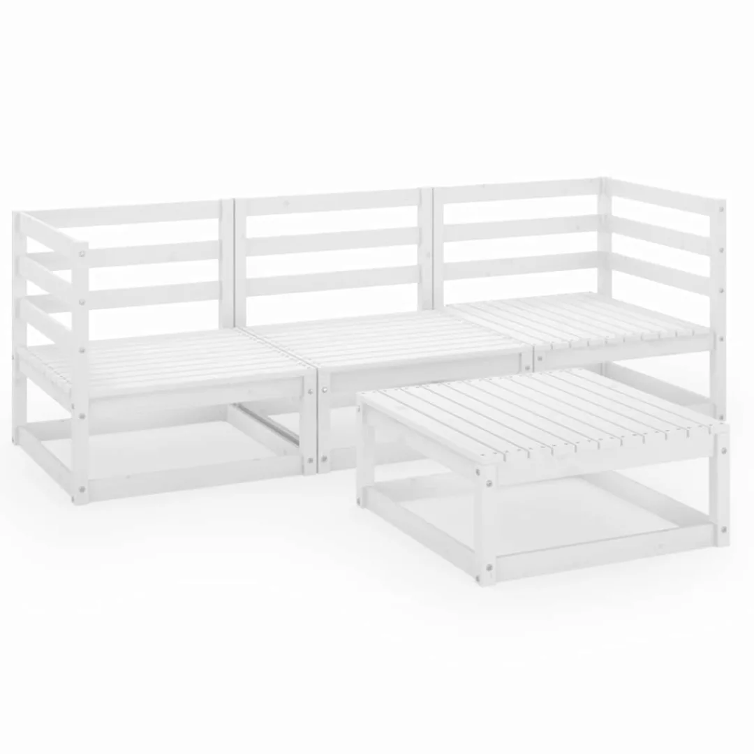 4-tlg. Garten-lounge-set Weiß Kiefer Massivholz günstig online kaufen